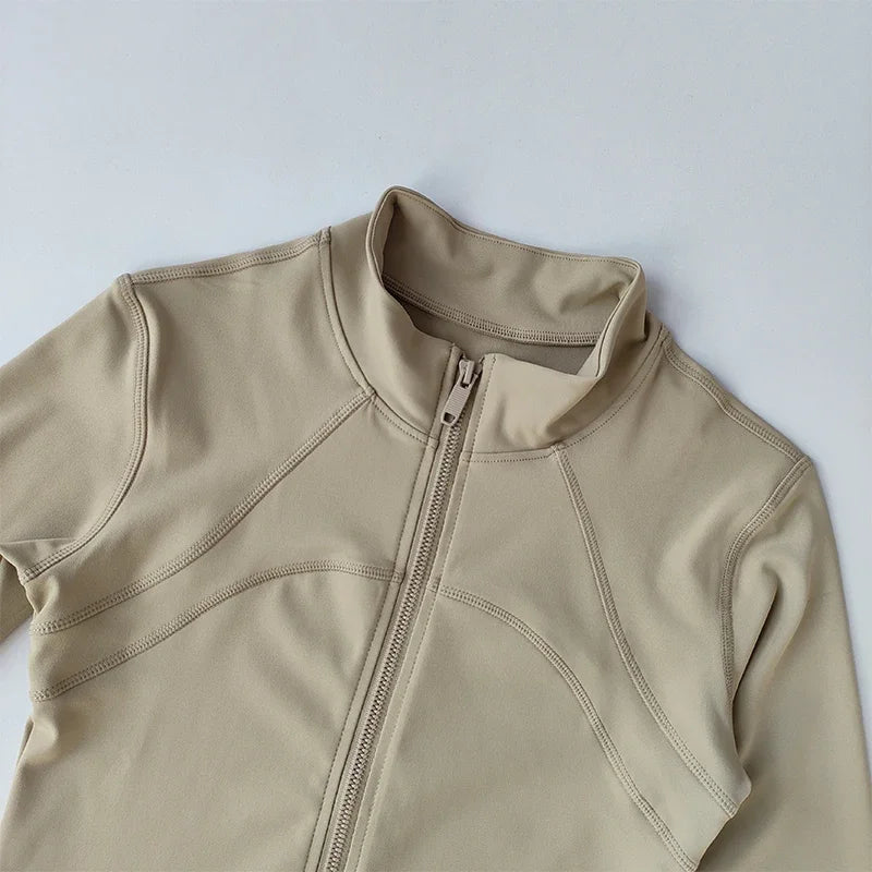 Women's Windproof Yoga Jacket Stand Collar Long Sleeve Running Top