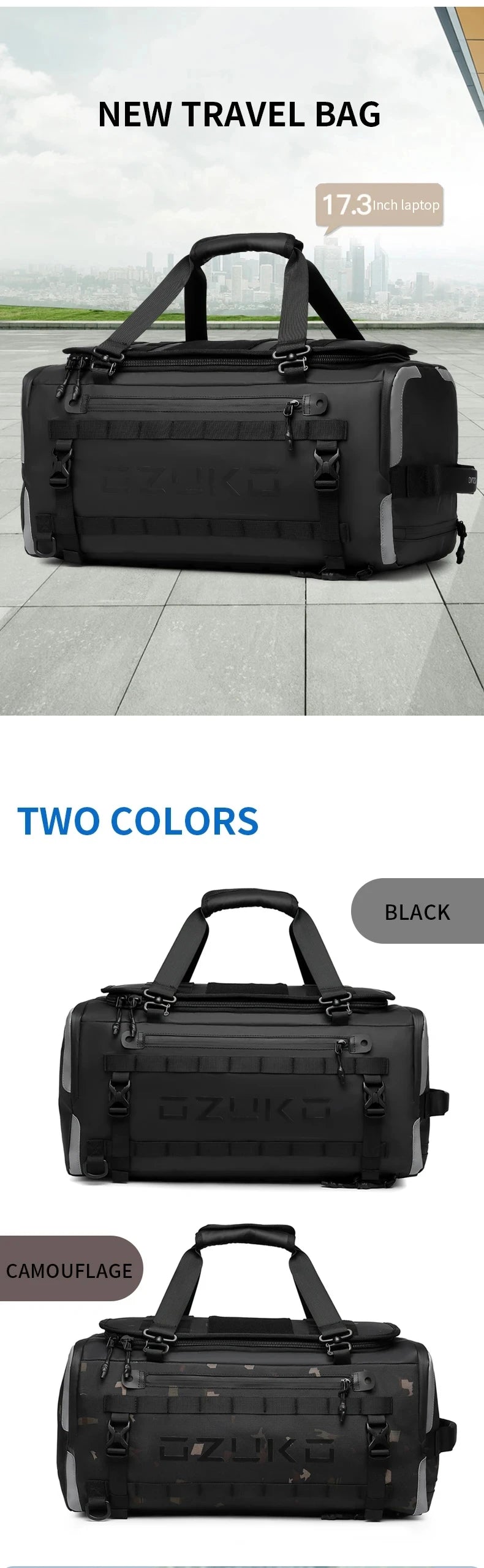 OZUKO Travel Backpack Unisex With Dry Wet Separation System
