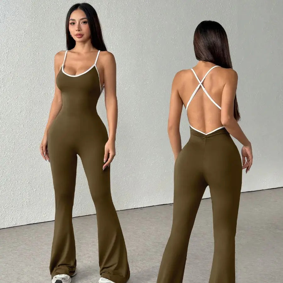 Oxychiefss Women One-Piece Yoga Jumpsuit Backless Bodysuits
