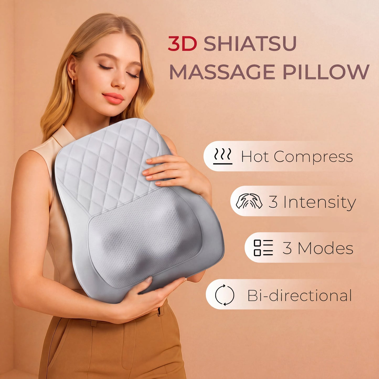 HIMOUTA Back Massager With Heat 3D Kneading Pillow