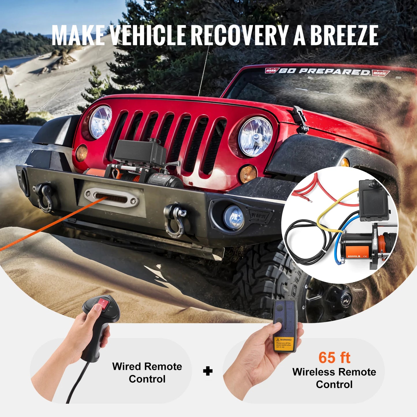 SucceBuy 6000lbs Electric Winch For SUV Jeep Trailer Towing Remote Control