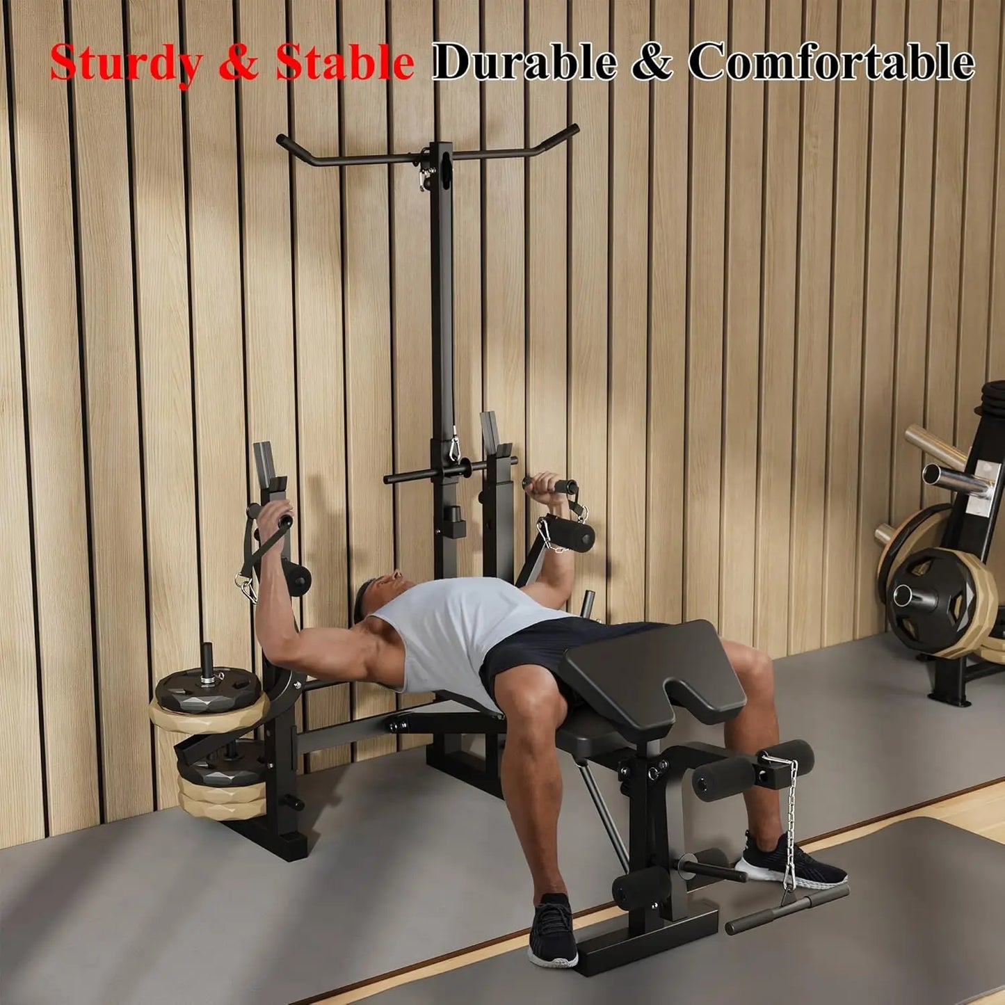 HiMISS Weight Bench Foldable Bench Press With Leg Extension