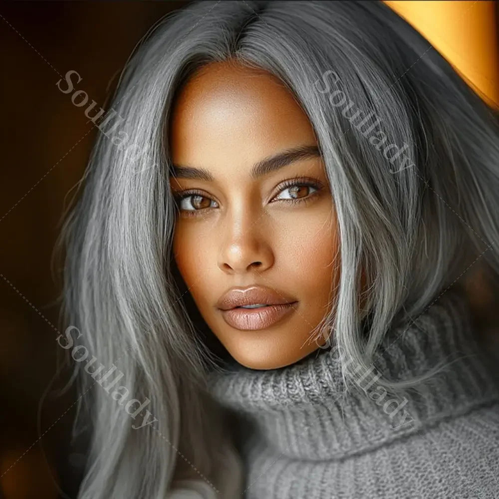 Silver Luxe Gray HD 13x4.5 Lace Frontal Wig Swiss Lace 100% Virgin Remy Brazilian Human Hair