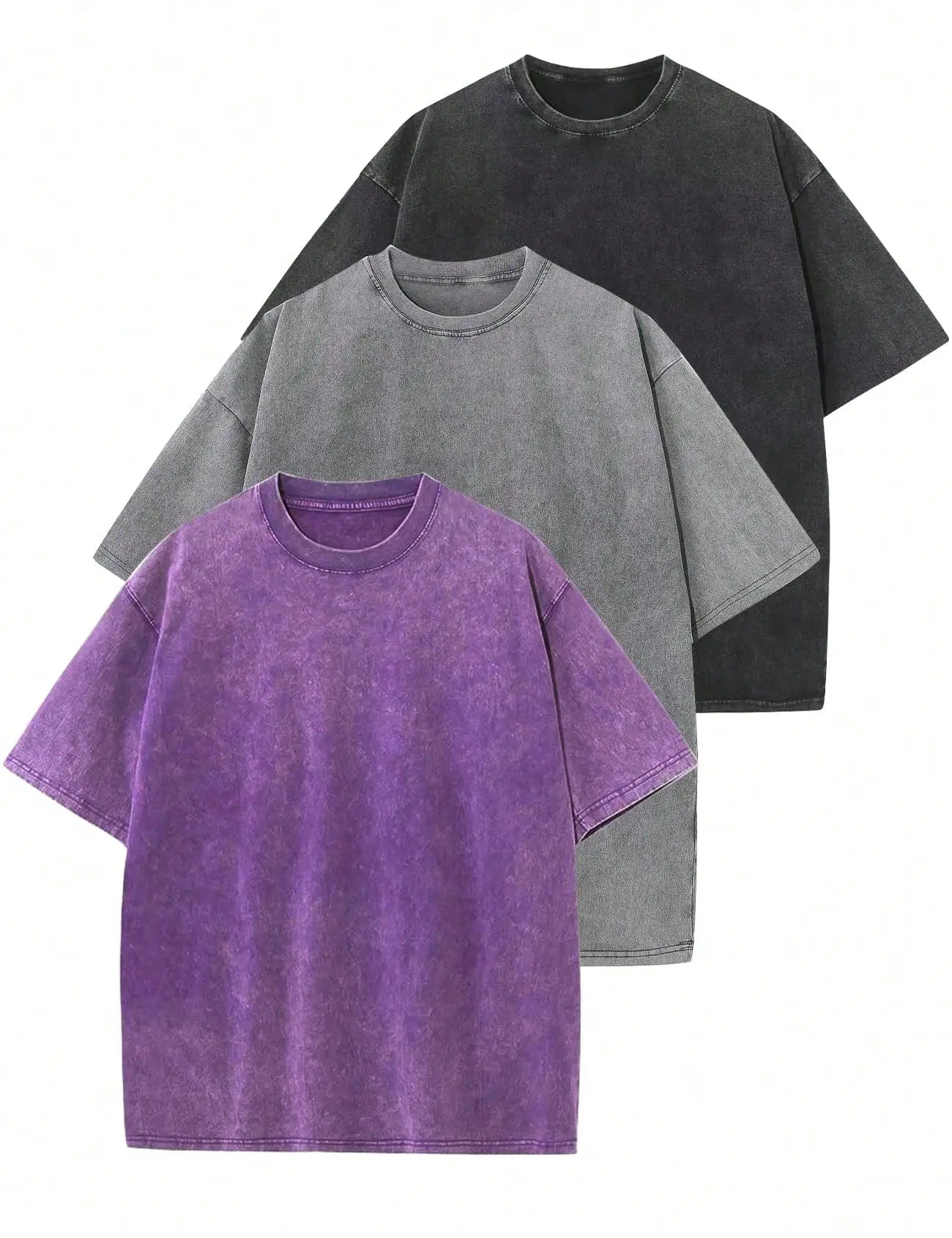 3 Pack Unisex Short Sleeve Cotton T Shirts Casual Streetwear
