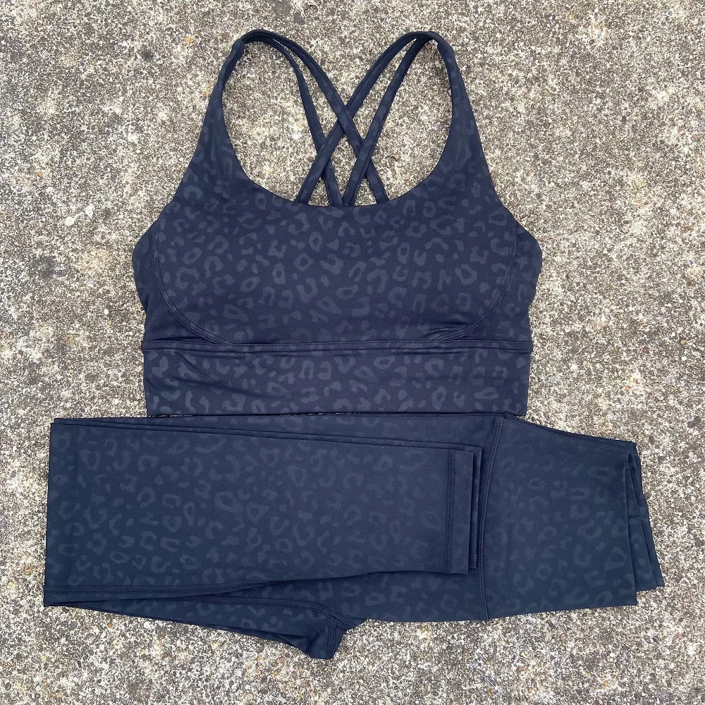 Two Piece Gym Fitness Set High Waist Yoga Leggings Bra
