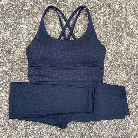 Two Piece Gym Fitness Set High Waist Yoga Leggings Bra