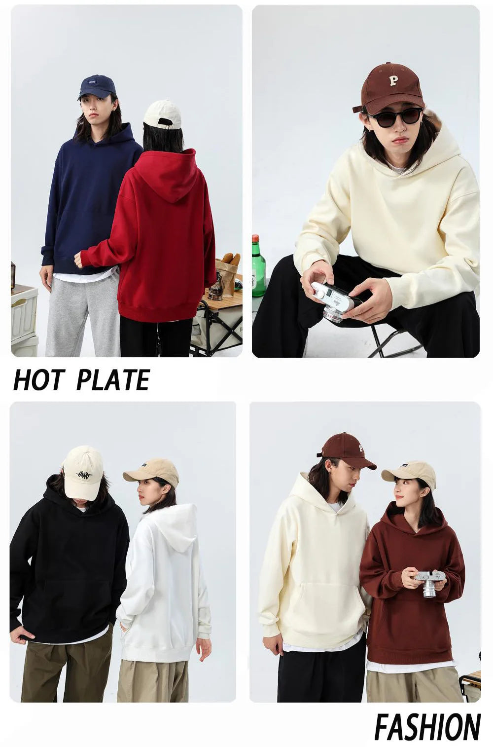 Heavy Weight Cotton Hooded Sweatshirt Unisex Fleece Pullover