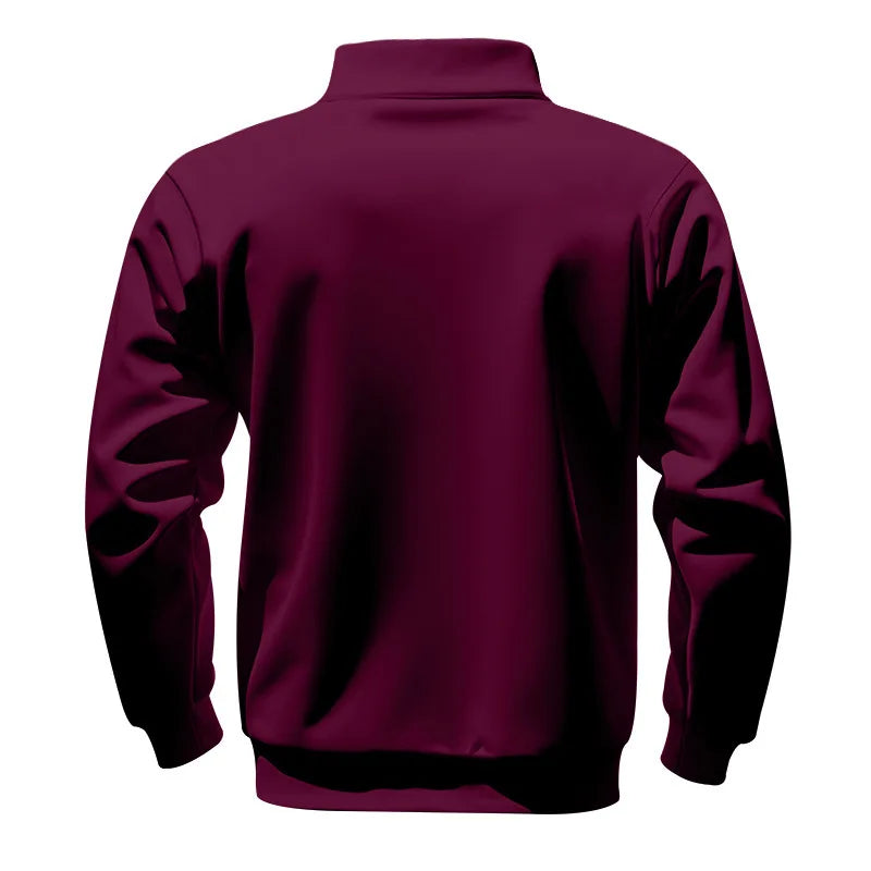 Men's Autumn Winter Heavy Fleece Hoodie Half Zip Stand Collar