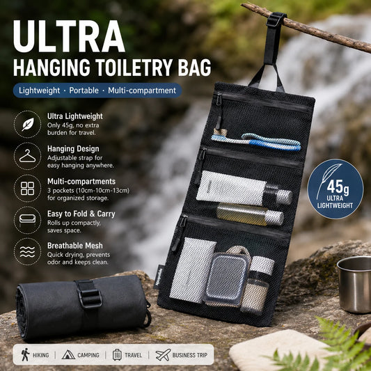 Dyneema Ultralight Hanging Toiletry Bag Three Compartment Waterproof Organizer