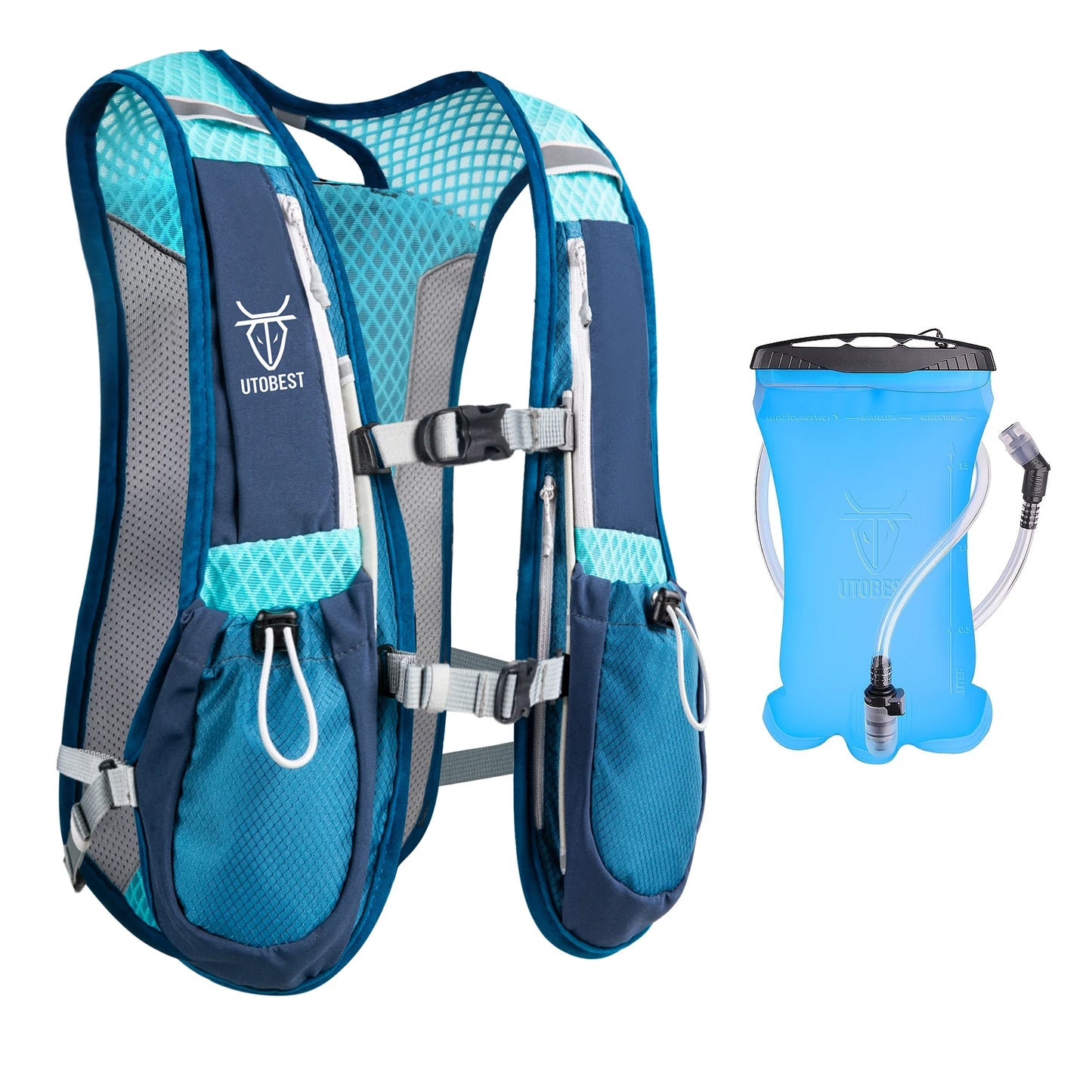 UTOBEST 2 Pack 5L Running Vest With 1.5L Hydration Reservoir Ultralight Multi Pocket For Camping And Fishing