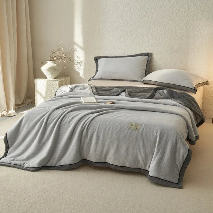 Milk Fleece Blanket Waffle Knit Thickened With Zipper Multifunctional