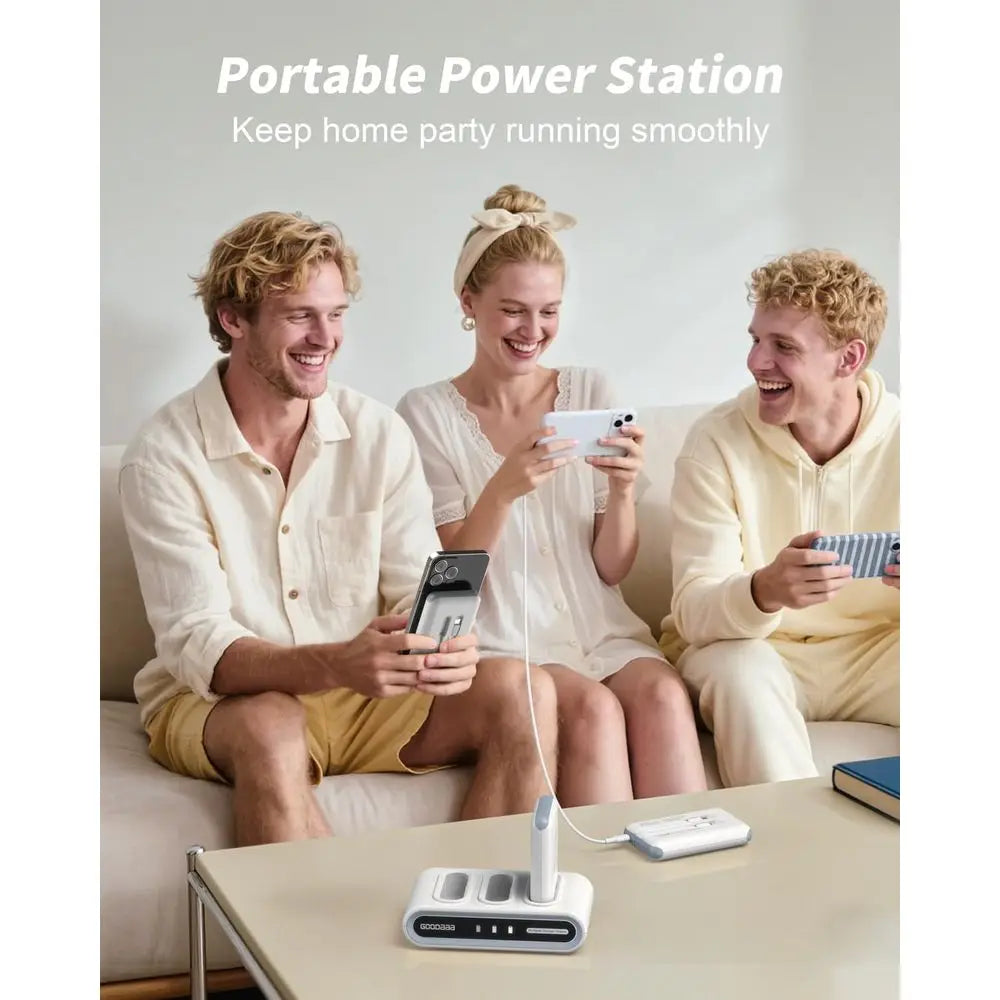 10000mAh Power Bank With Built In Cables And Triple USB