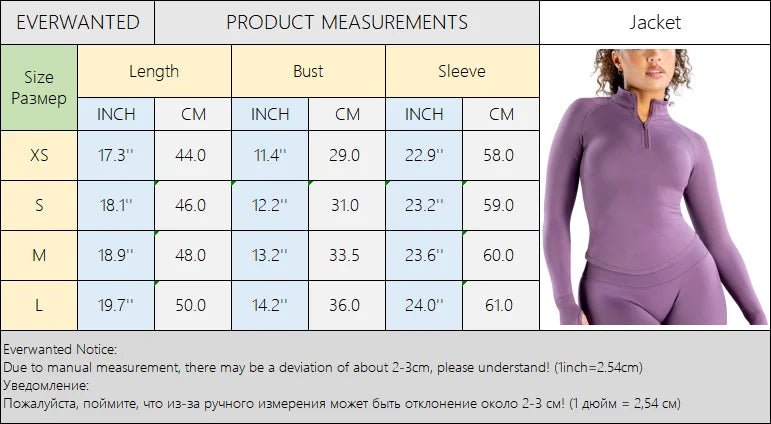 EVERWANTED Impact Womens 2 Piece Yoga Set Jacket And Shorts