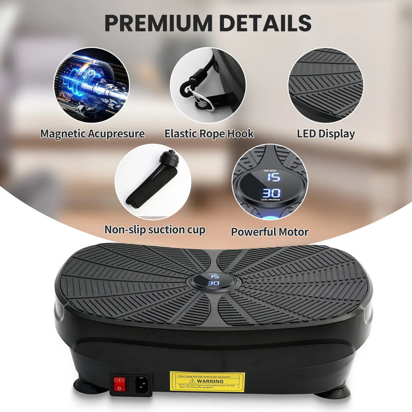 Vibration Plate Exercise Machine Portable Full Body Workout With Bands