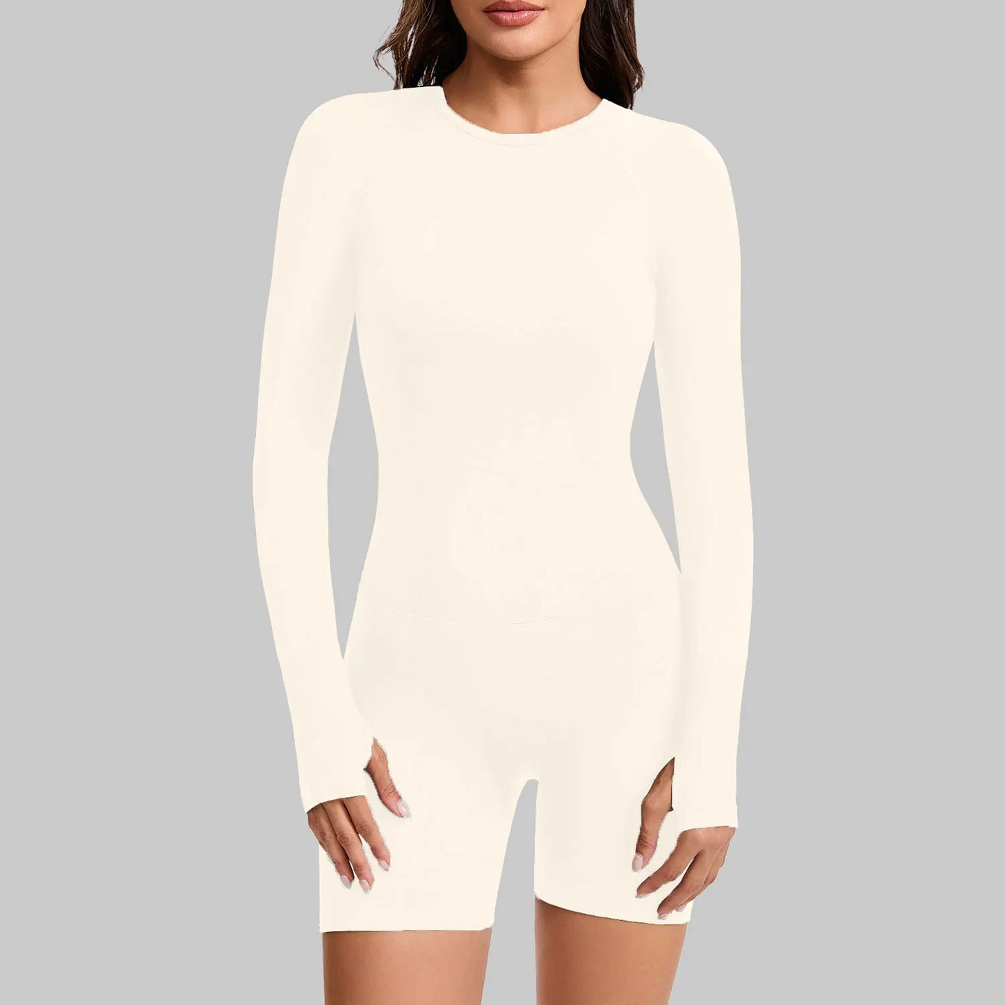 NCLAGEN Long Sleeve Yoga Playsuit Open Back Jumpsuit Women