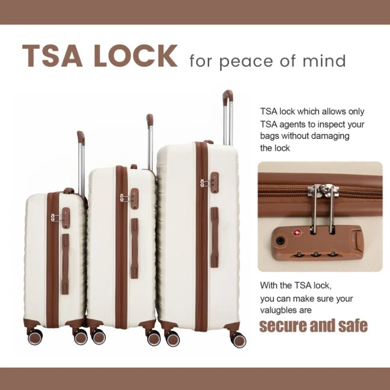 TravelhouseCN 5 Piece Luggage Set With Spinner Wheels TSA Lock