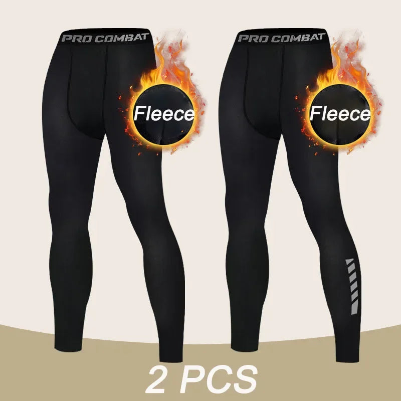 Men's Warm Compression Leggings For Running And Training