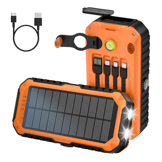 40,000mAh Solar Power Bank With Hand Crank Compass Level LED Flashlight