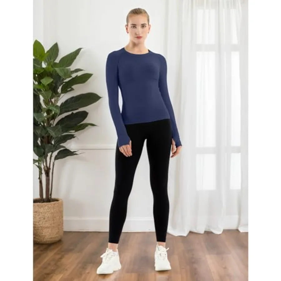 Seamless Bamboo Yoga Top For Women Long Sleeve Athletic Shirt