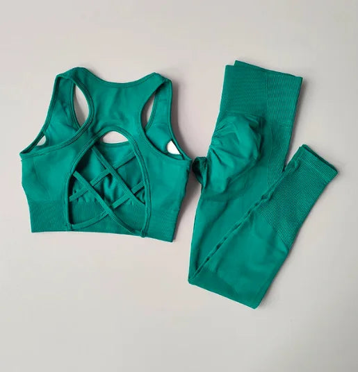 Women Sports Bra Set Yoga Leggings Tank Top 2 Piece