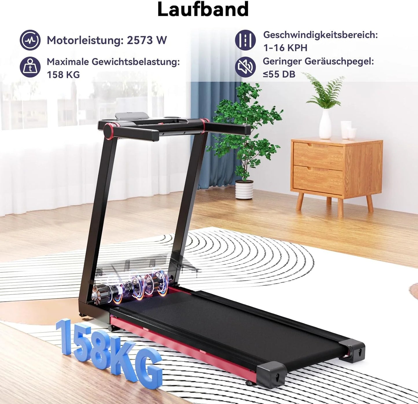 Superun Three Point Five HP Foldable Treadmill 6 Percent Incline