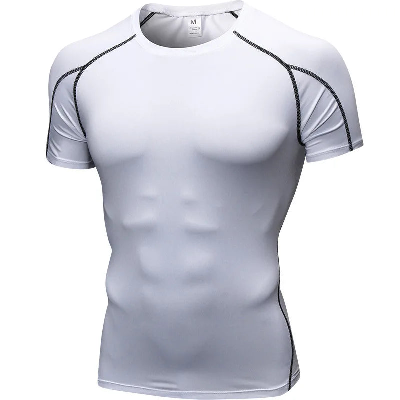 Yuerlian Elastic Men Running Quick Dry Fitness Shirt