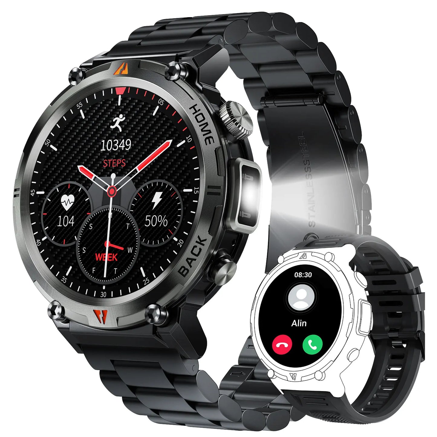 EIGIIS KE3 Bluetooth Call Smartwatch for Men With Heart Rate Monitor Health Tracking Notifications Music Control