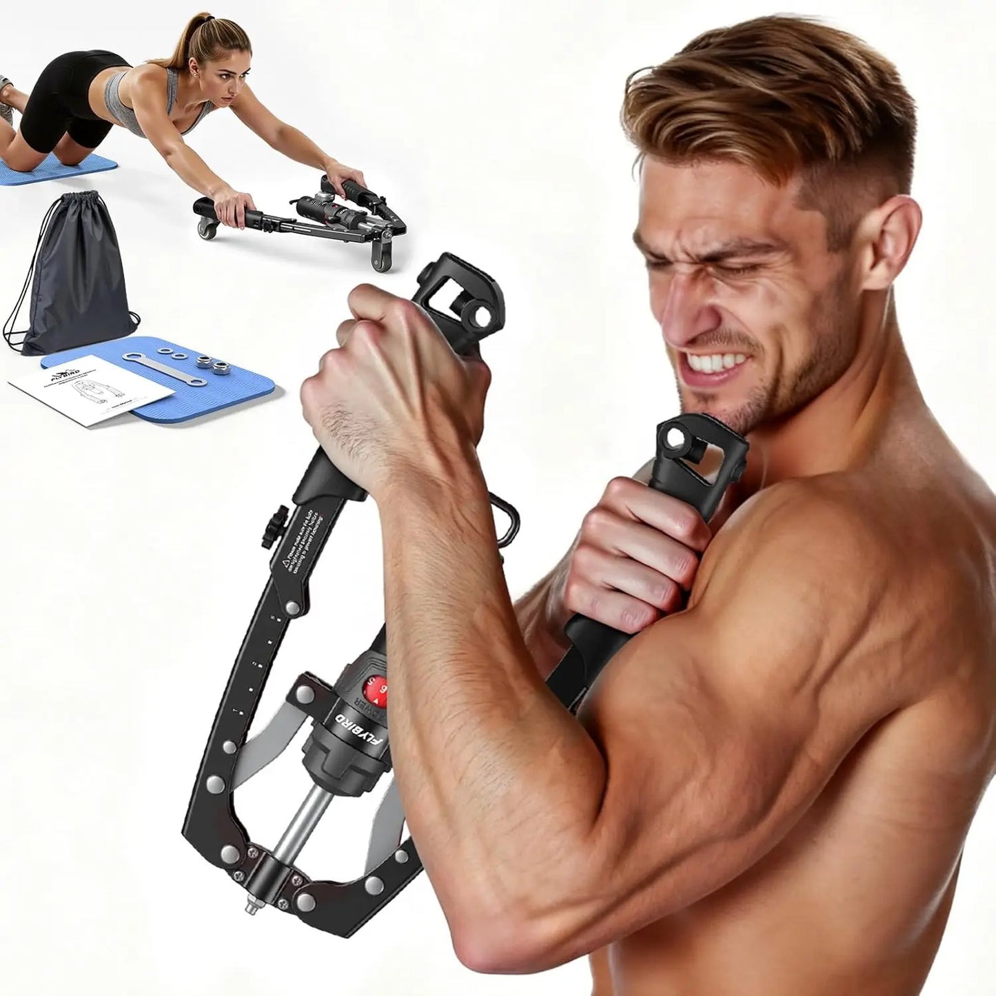 FED Fitness Arm Exerciser With Ab Roller And Hydraulic Power