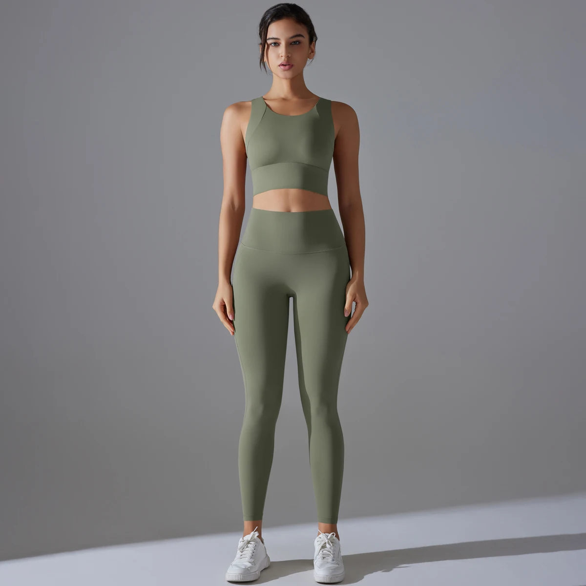 Yoga Set Women's Tracksuit Crop Top Shockproof Sports Bras Gym