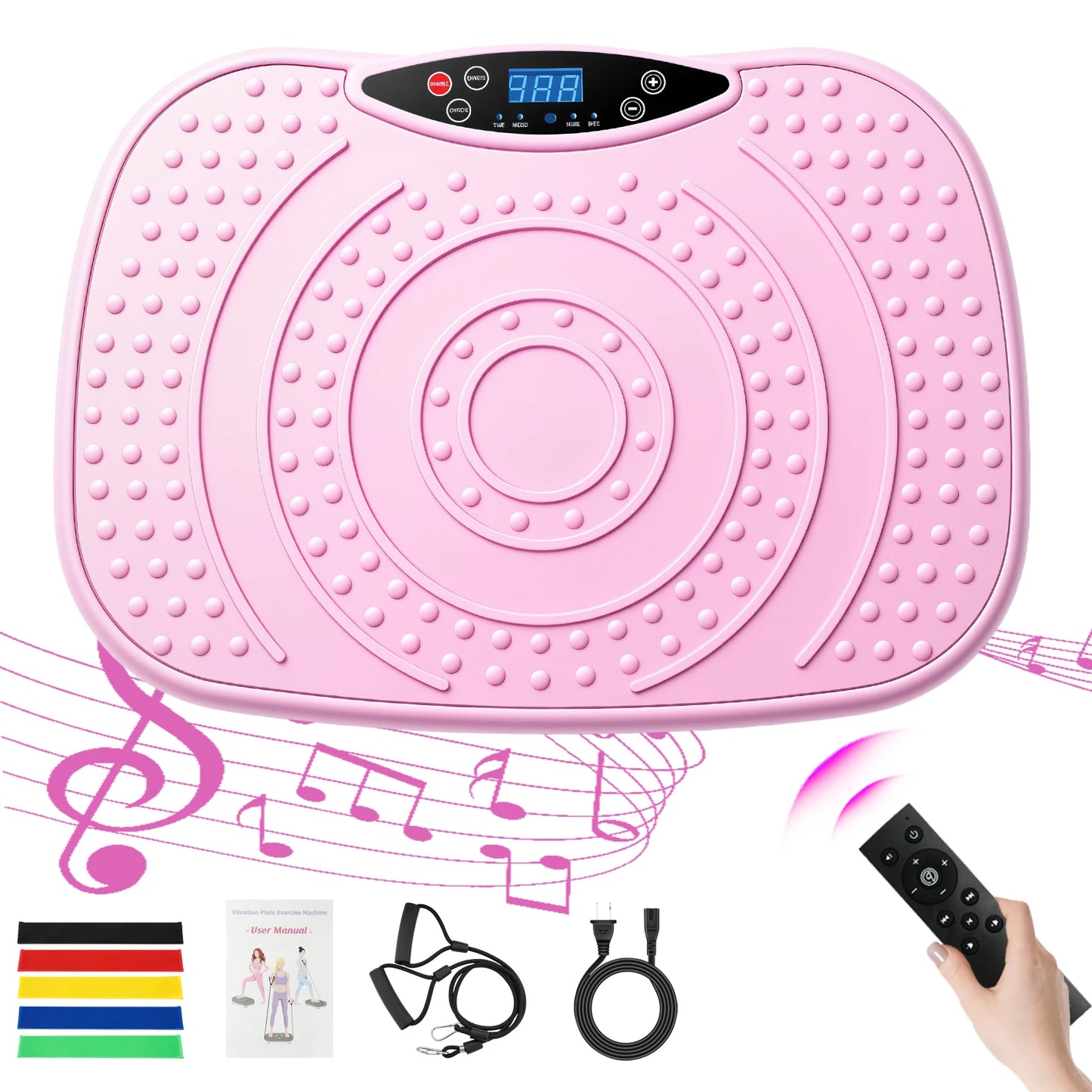 Whole Body Vibration Plate Exercise Machine With Bluetooth Resistance Bands