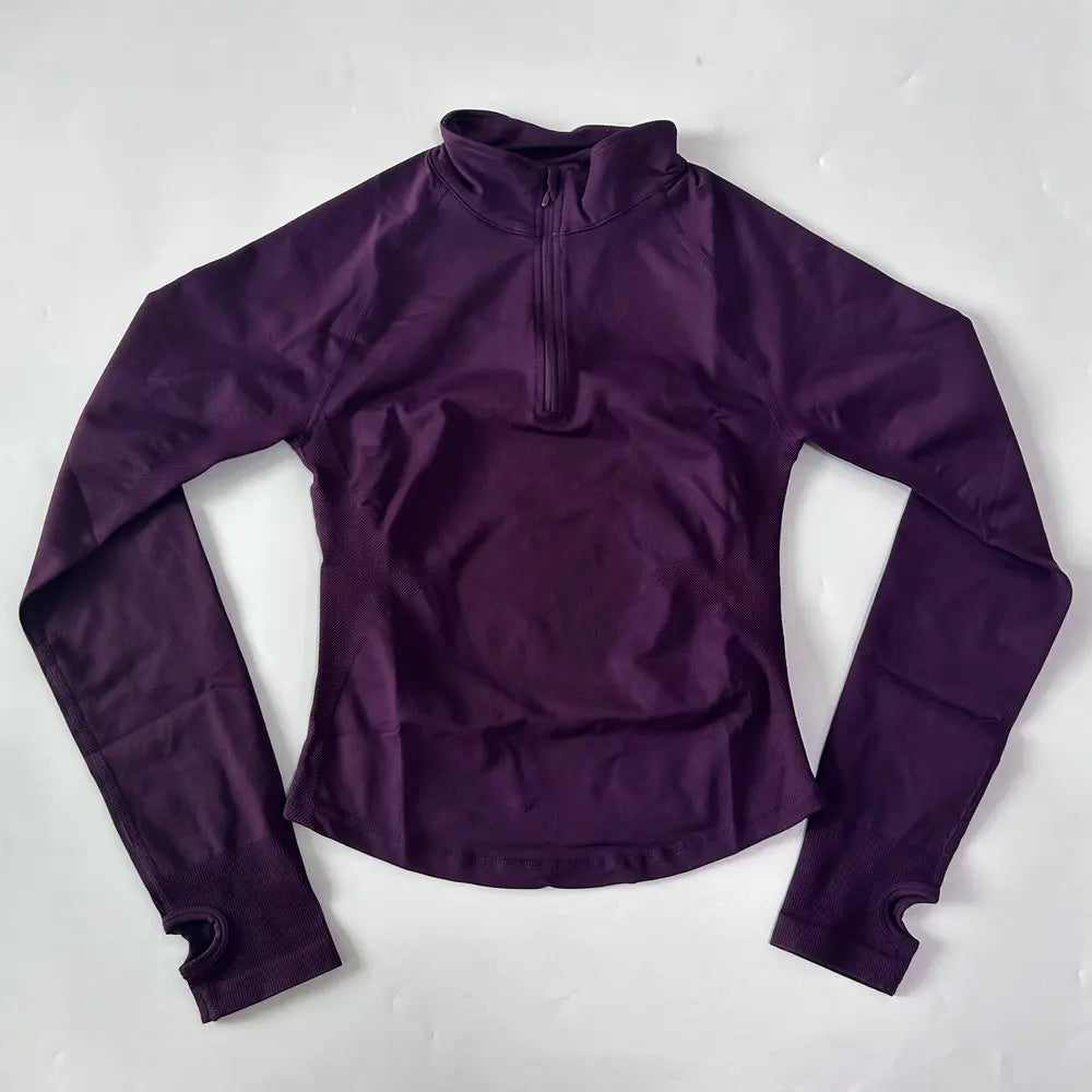Yoga Jacket Half Zip For Women Long Sleeve Seamless Activewear With Breathable Ventilation And High Stretch