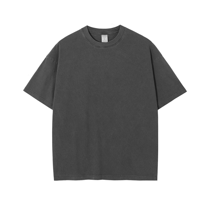 ZODF Basic Solid Washed Cotton Tee For Men Unisex Streetwear