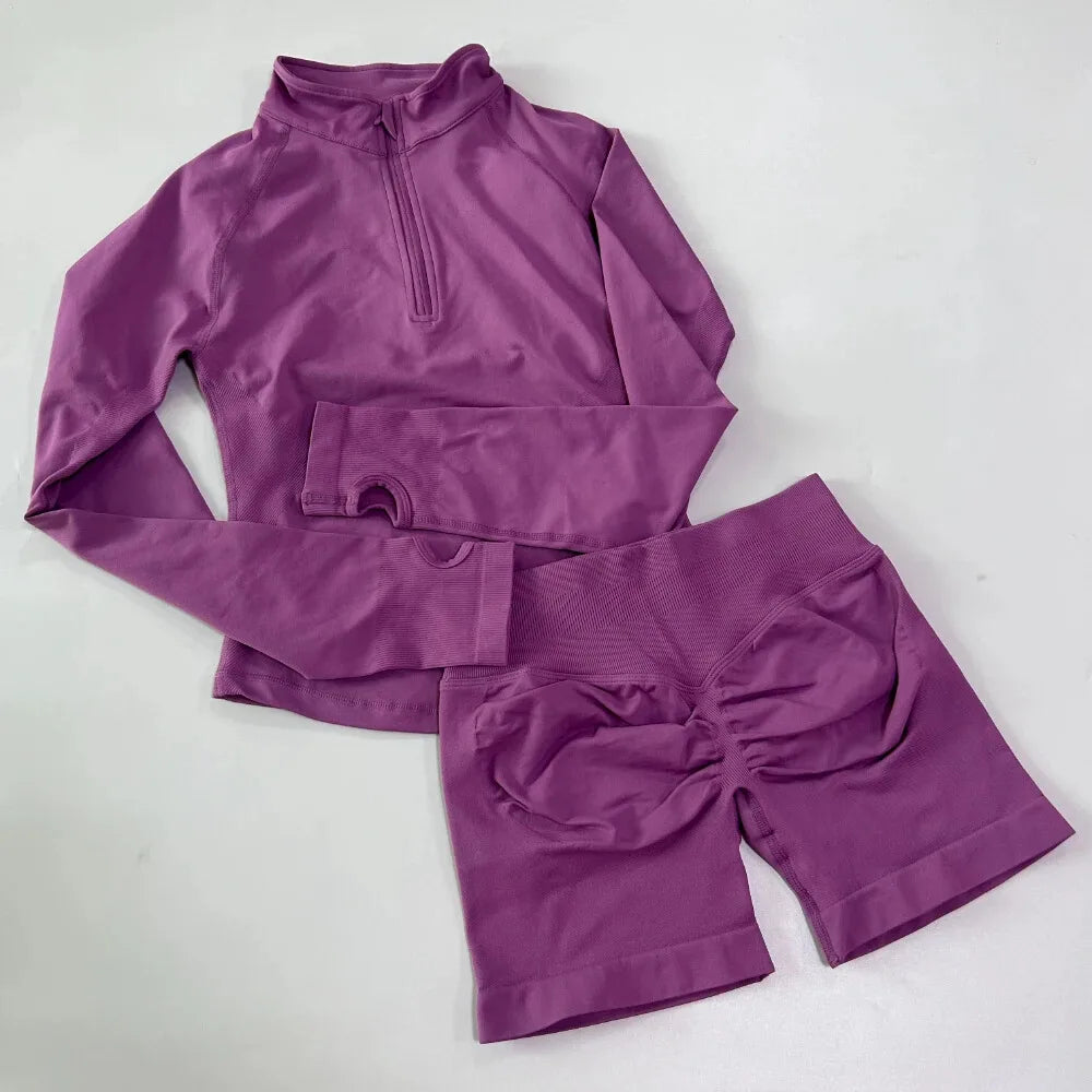 EVERWANTED Impact Womens 2 Piece Yoga Set Jacket And Shorts