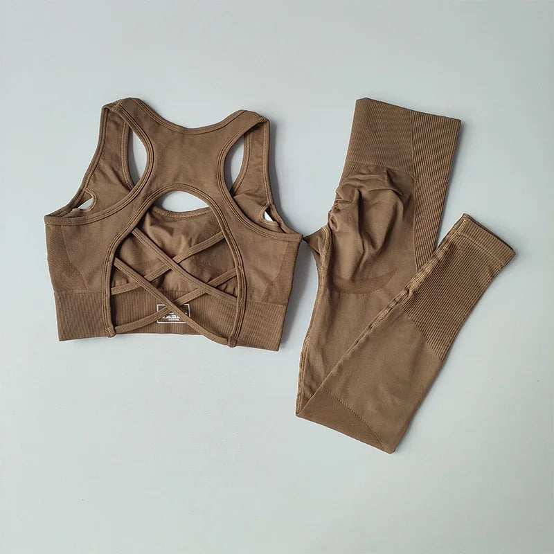 Women Sports Bra Set Yoga Leggings Tank Top 2 Piece