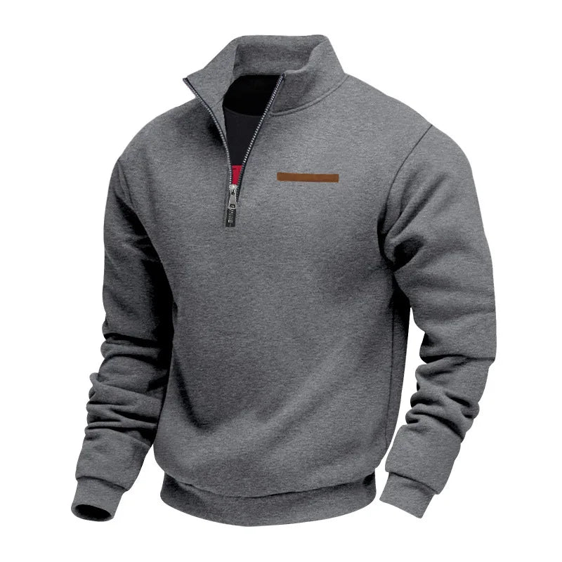 Men's Autumn Winter Heavy Fleece Hoodie Half Zip Stand Collar