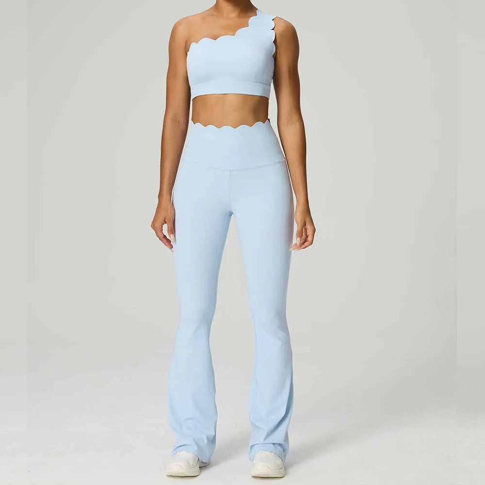 GFFUD Women Yoga Set 2 Piece High Waist Leggings Gym Tops Tummy Control