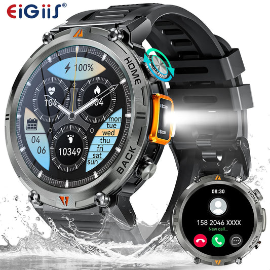 EIGIIS KE3 Bluetooth Call Smartwatch for Men With Heart Rate Monitor Health Tracking Notifications Music Control