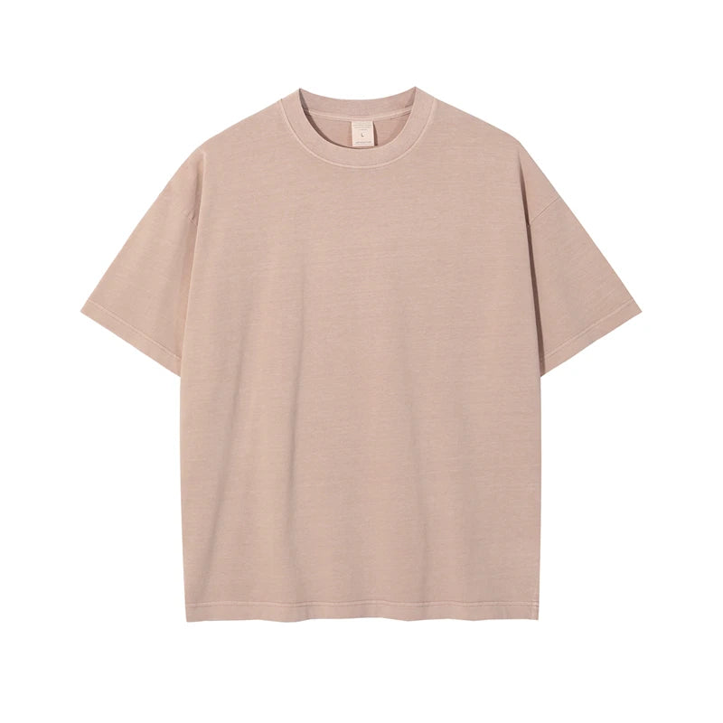 ZODF Basic Solid Washed Cotton Tee For Men Unisex Streetwear