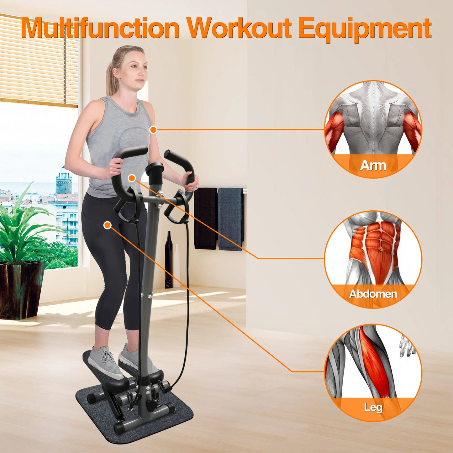 NON Exercise Stepper With LCD Monitor For Home Gym Cardio