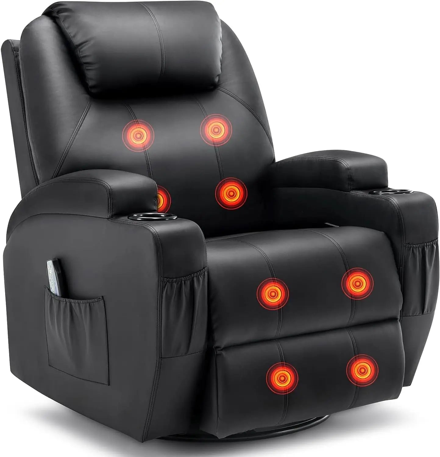 KORSER Recliner Chair With Massage And Heat 360 Degree Swivel 8 Point Vibration Remote Control