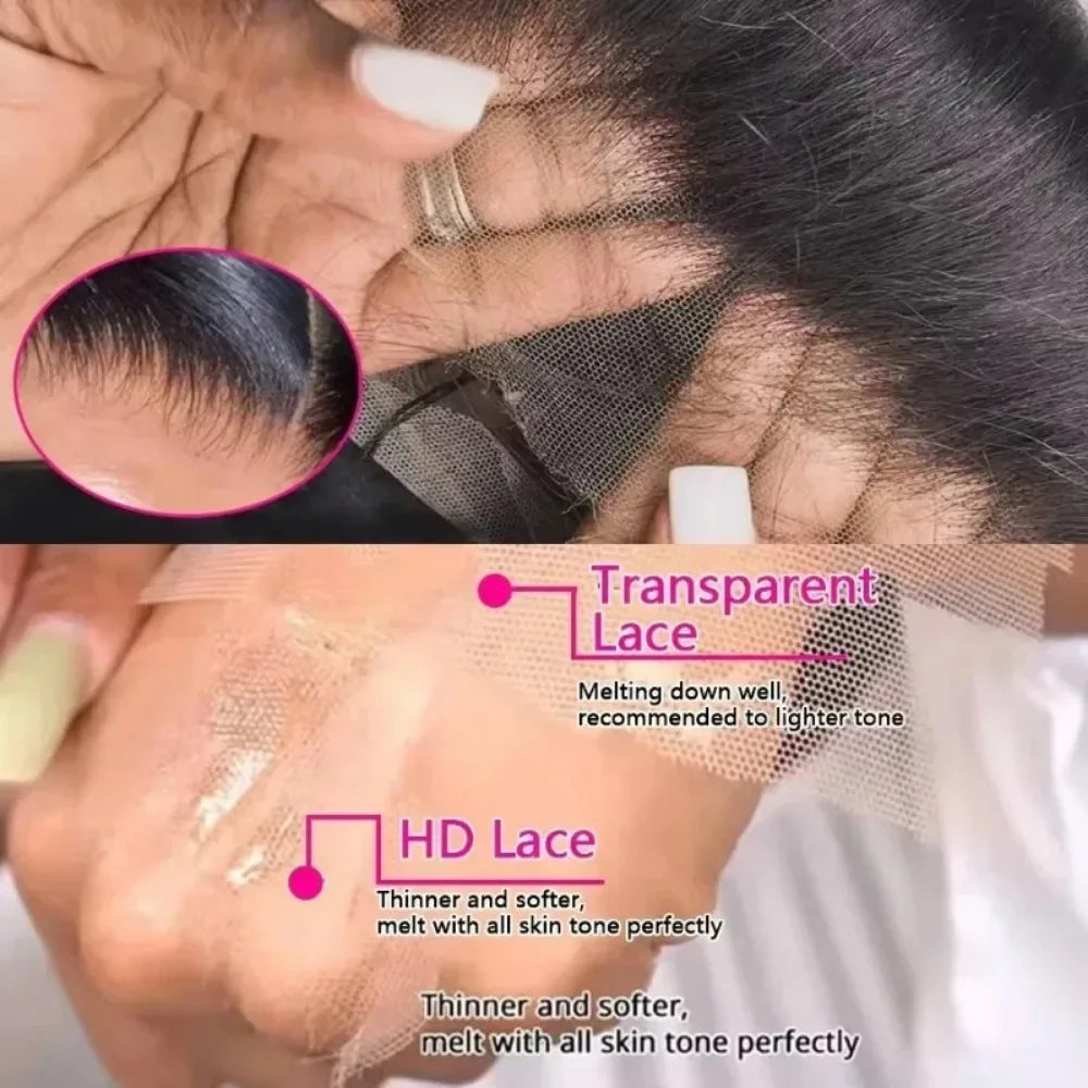 Baluiki HD Transparent Lace Frontal Wig 200 Density Remy Brazilian Hair 360 Lace 13x6 Panel