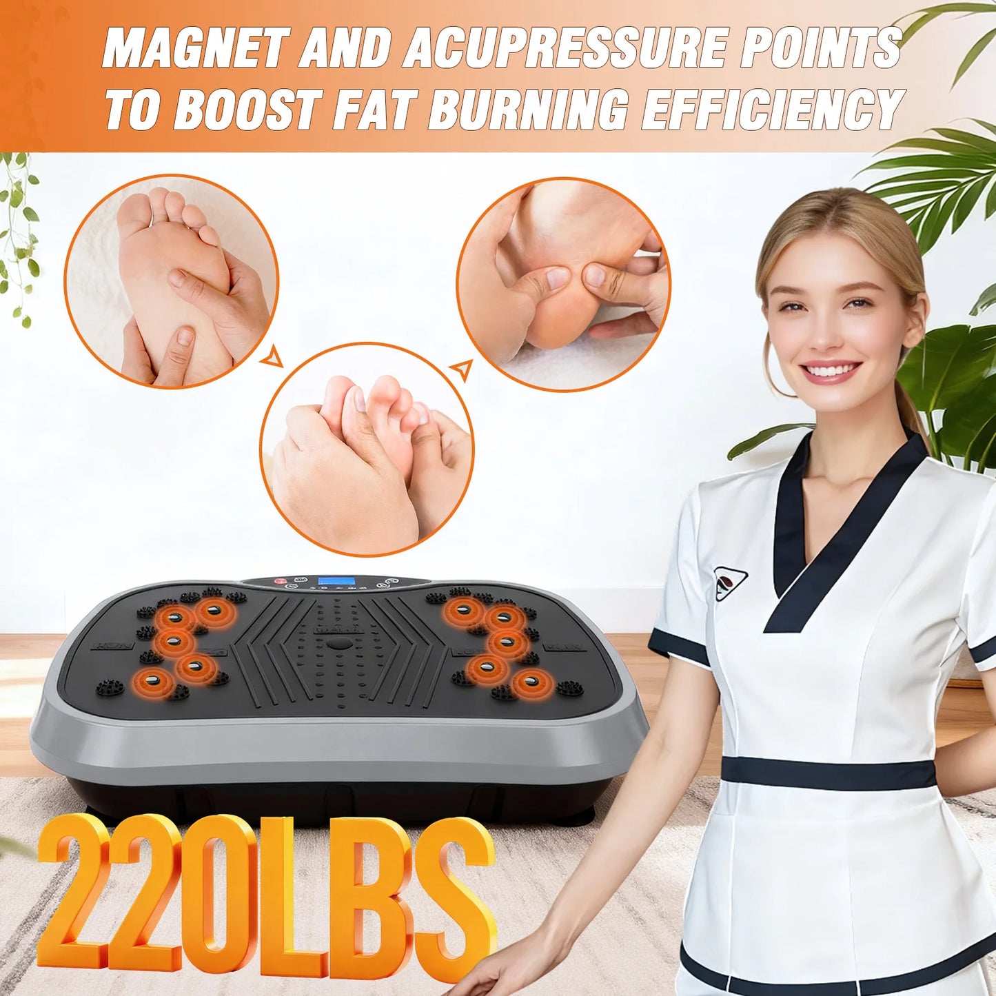 Portable Vibration Plate Exercise Machine With Bluetooth Resistance Bands