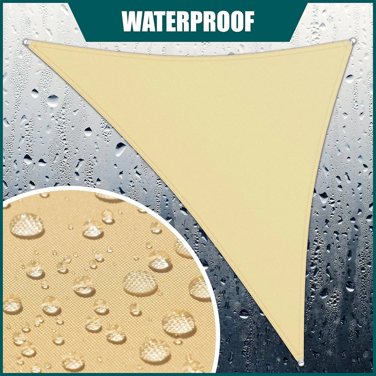 Triangle Waterproof Sun Shade Sail Canopy UPF50 UV Block Patio