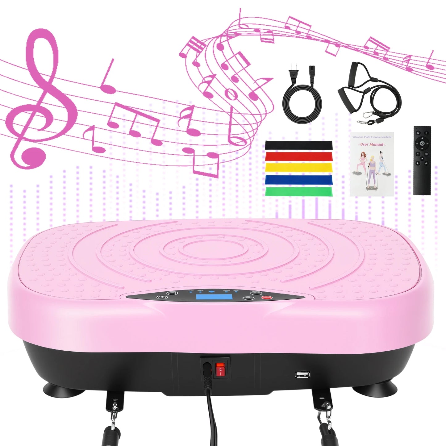 Whole Body Vibration Plate Exercise Machine With Bluetooth Resistance Bands