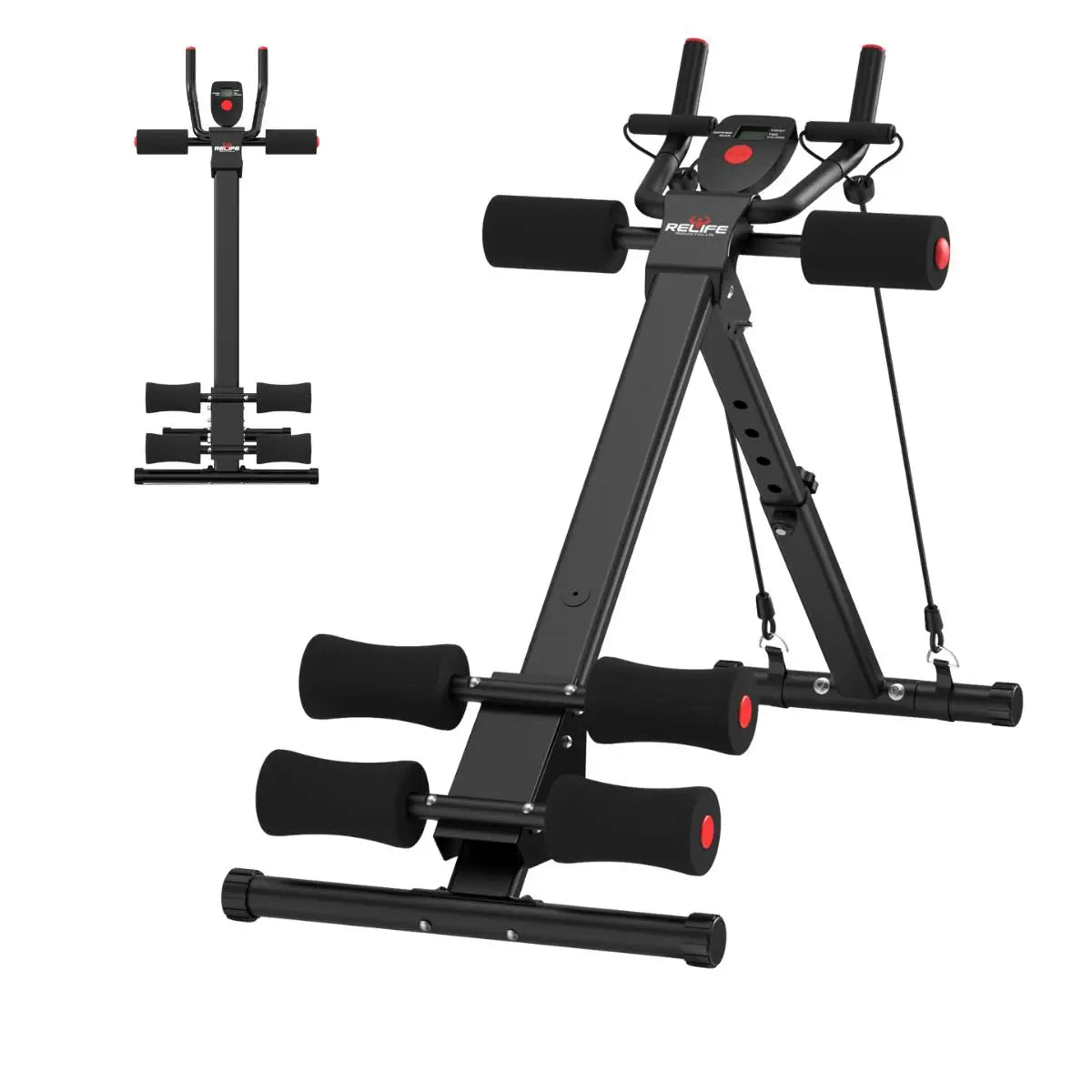Foldable Core Abdominal Trainer For Home Gym With Resistance Bands
