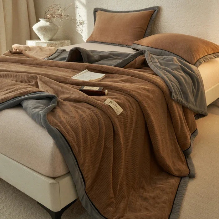 Milk Fleece Blanket Waffle Knit Thickened With Zipper Multifunctional