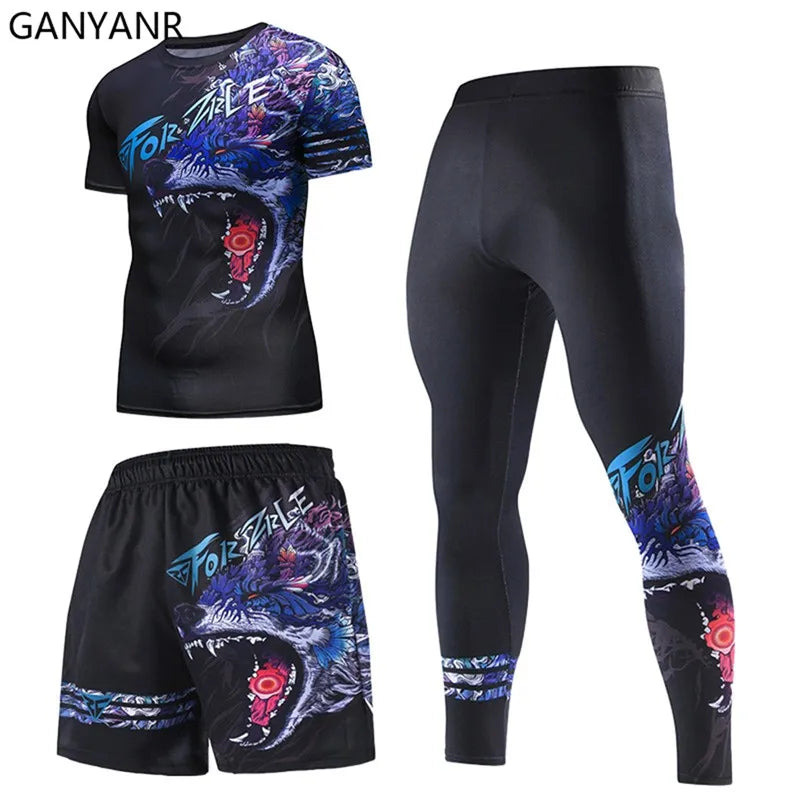 GANYANR Men Running Sets Sports Tracksuit For Fitness And Training