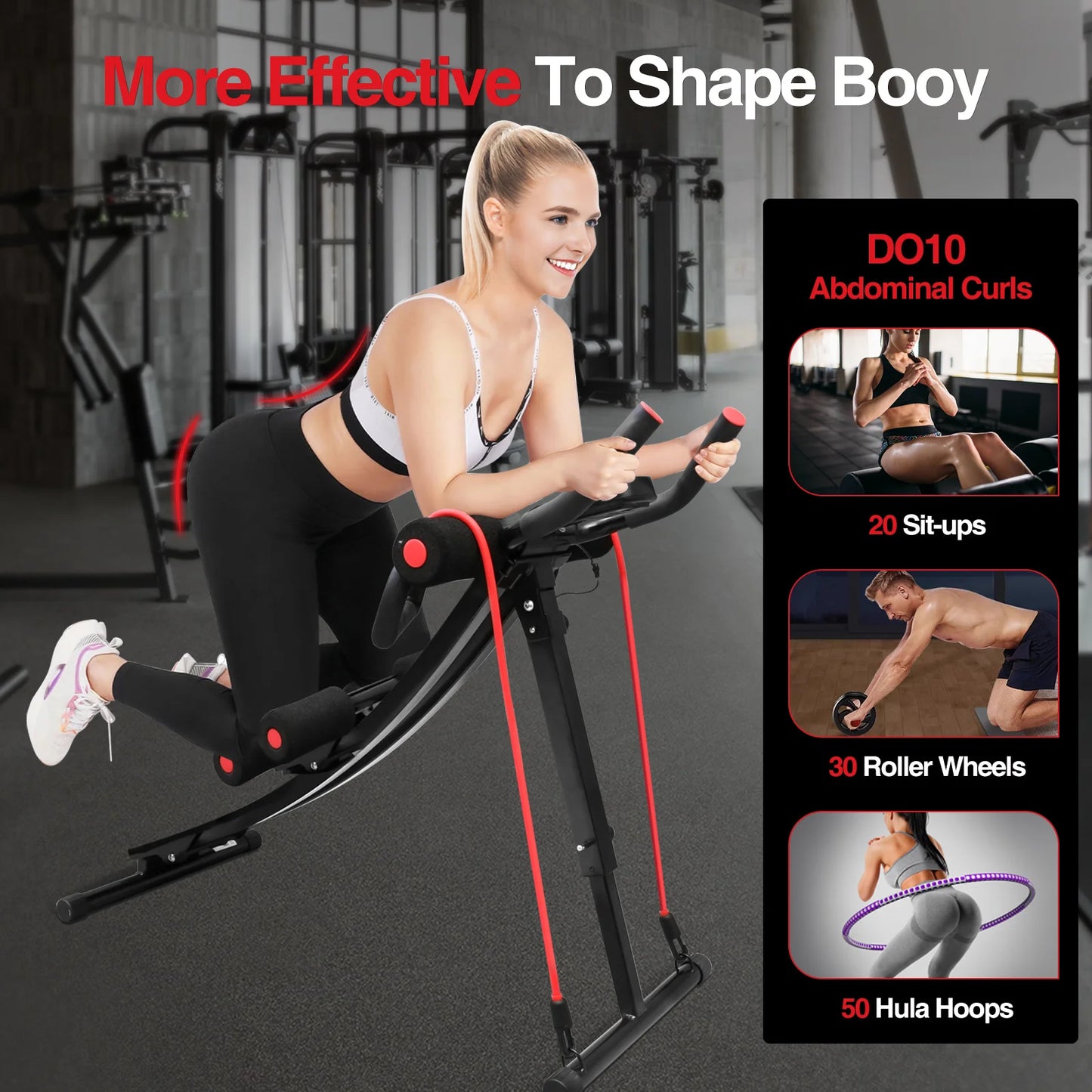 Foldable Ab Machine For Home Gym With LCD Display 440 Pound Capacity Core Training Device For Safe Abs Workouts