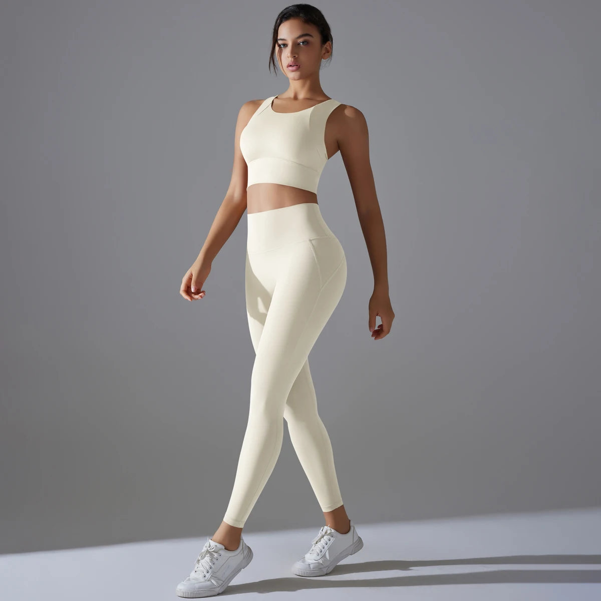 Yoga Set Women's Tracksuit Crop Top Shockproof Sports Bras Gym