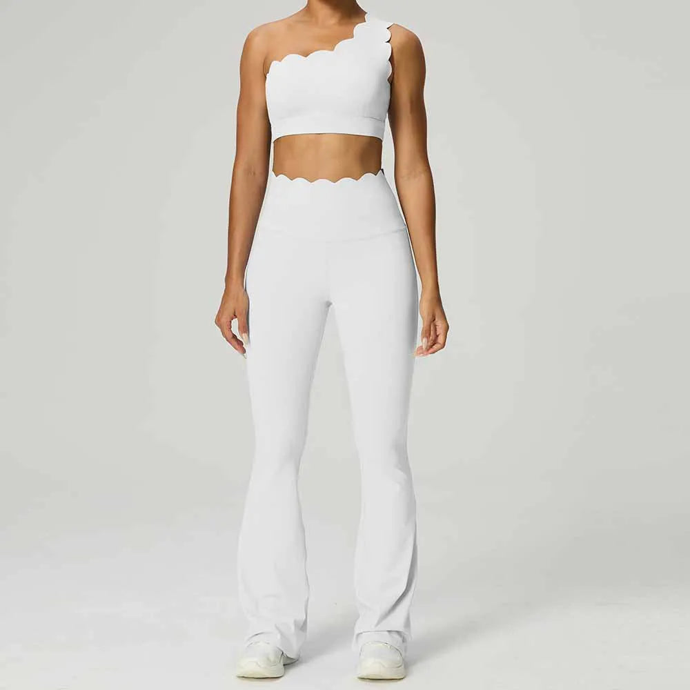 GFFUD Women Yoga Set 2 Piece High Waist Leggings Gym Tops Tummy Control